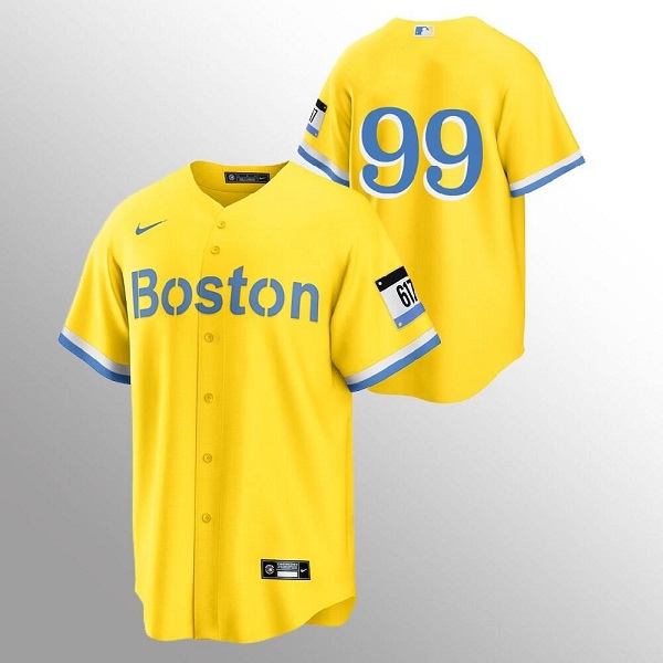 Men's Boston Red Sox #99 Alex Verdugo Gold MLB 2021 City Connect Stitched Jersey